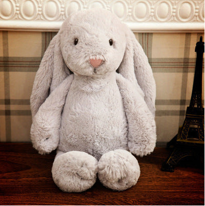 Muñeco de peluche de conejito bordado, conejito de orejas largas, bebé durmiendo con un muñeco de conejito de orejas grandes
