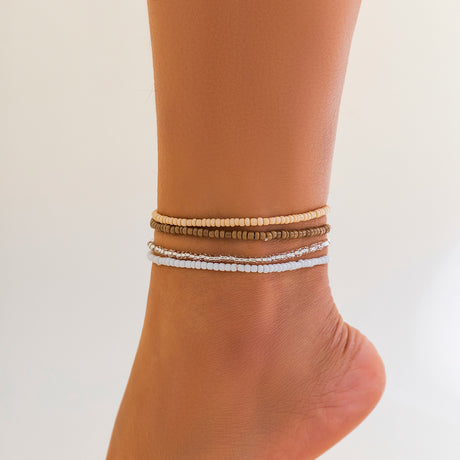 Melad color summer beach rice bead ankle chain Anklet multi-layer stacking versatile ankle chain - V.I.P Digital Presence