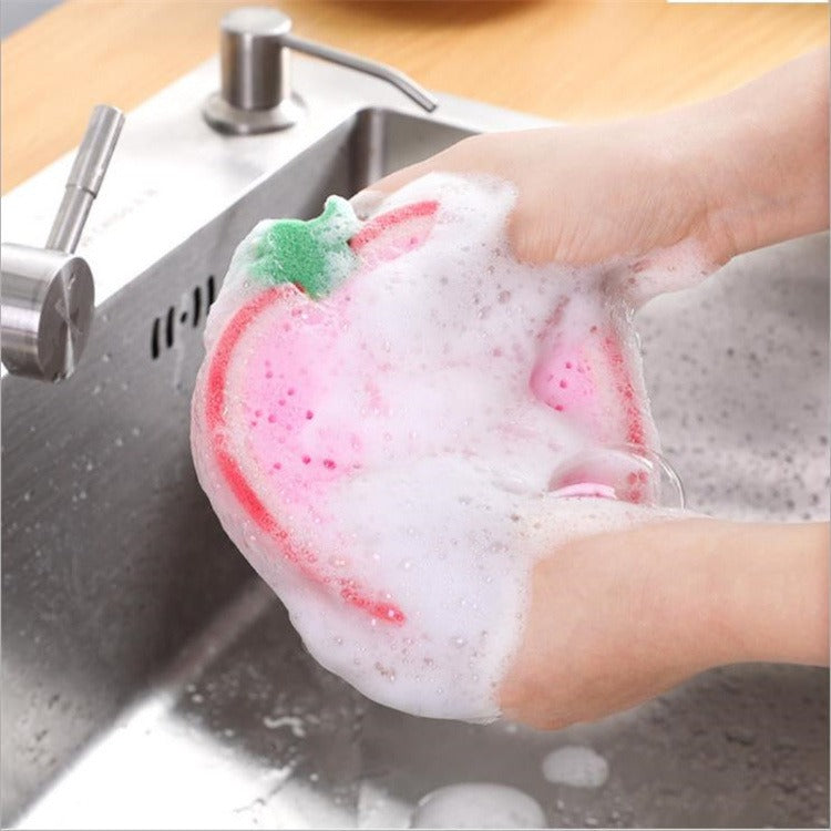 Thickened fruit sponge cleaning wipe large absorbent kitchen dishwashing scouring pad styling pot brush - V.I.P Digital Presence
