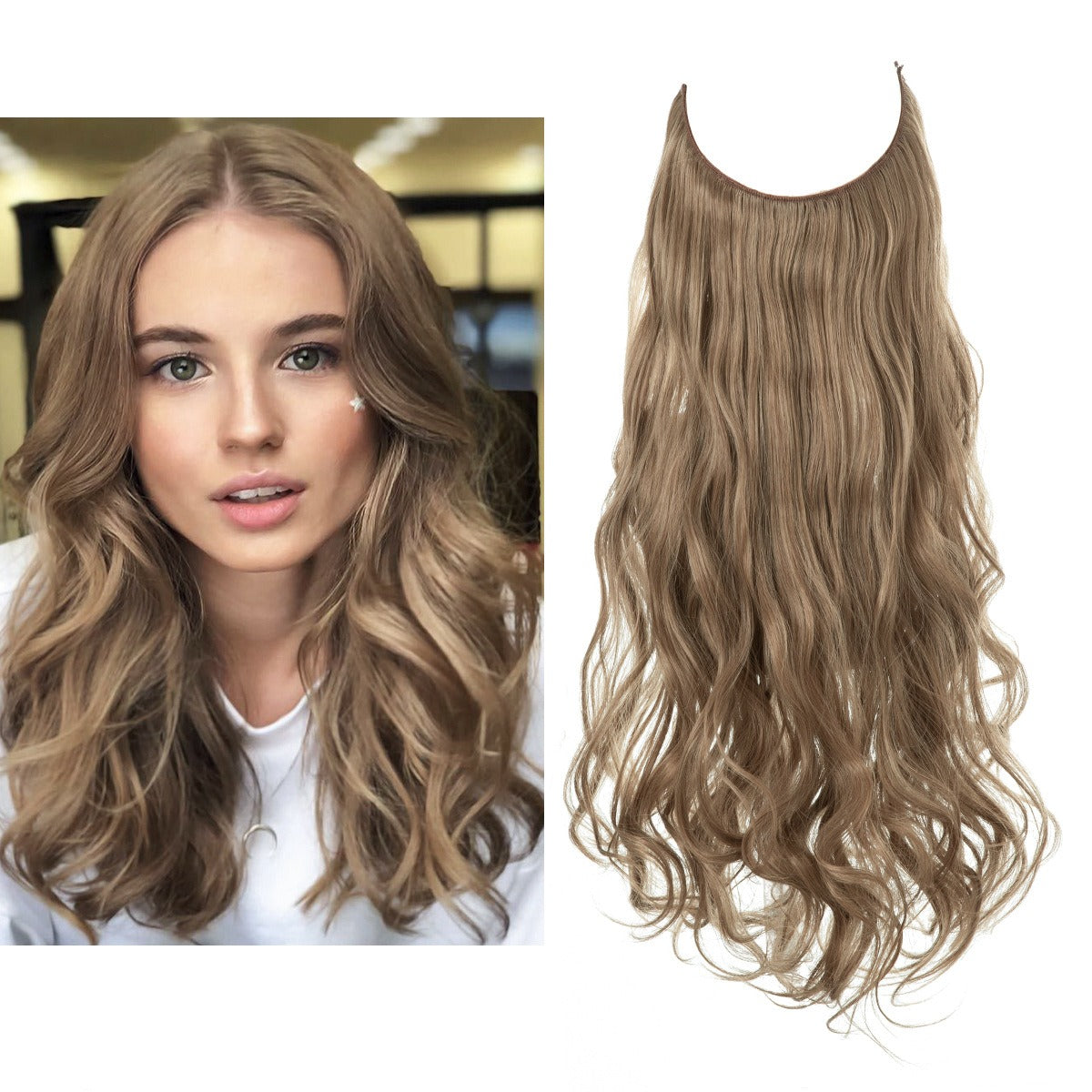 European And American Wig Piece Female Fishline Hair Extension Piece Chemical Fiber Matte High Temperature Silk Long Curly Human Hair - V.I.P Digital Presence