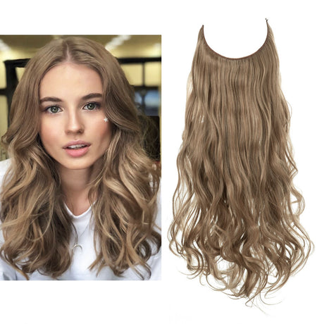 European And American Wig Piece Female Fishline Hair Extension Piece Chemical Fiber Matte High Temperature Silk Long Curly Human Hair - V.I.P Digital Presence