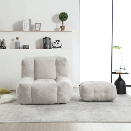 Fluffy bean bag chair Super soft couch chair with memory foam and footstool Indoor modern focus bean bag chair - V.I.P Digital Presence