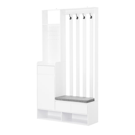39.3'W70.8'H multifunctional corridor shoe cabinet with soft padded nail board and white clothes hanger with entrance hook - V.I.P Digital Presence