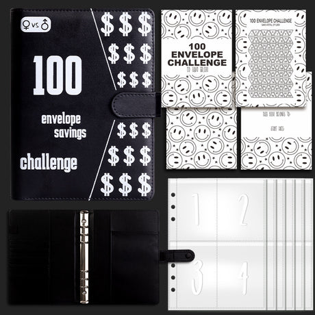 100 Envelope Challenge Binder Couples 100 Day Challenge Savings Savings Notebook - V.I.P Digital Presence