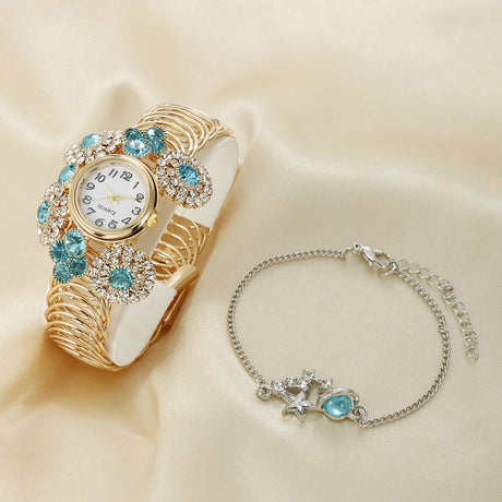 Bohemian Rhinestone Inlaid with Water Diamond and Sky Star Charm Women's Bracelet Watch Fashion Light Luxury Quartz Watch - V.I.P Digital Presence