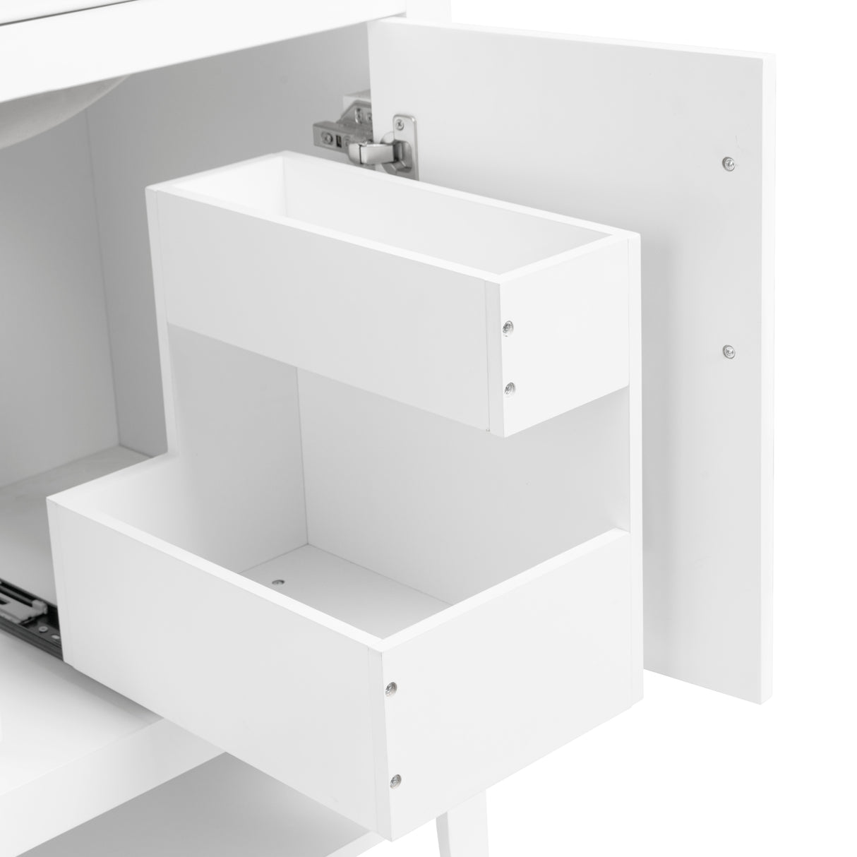 30" Bathroom Vanity with Sink  Multi-functional Bathroom Cabinet with Doors and Drawers Solid Frame and MDF Board, White - V.I.P Digital Presence