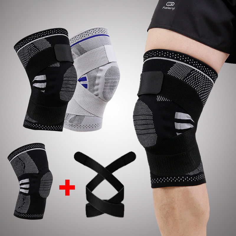 Strap support sports knee pads silicone shock absorption protection knee automatic closure outdoor sports - V.I.P Digital Presence