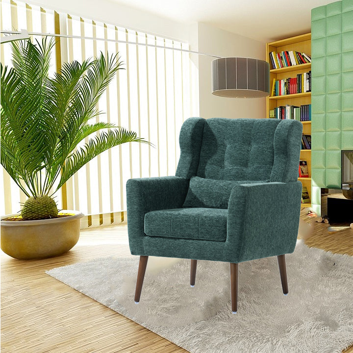Modern Accent Chair Upholstered Foam Filled Living Room Chairs Comfy Reading Chair Mid Century Modern Chair  (Blackish Green) - V.I.P Digital Presence