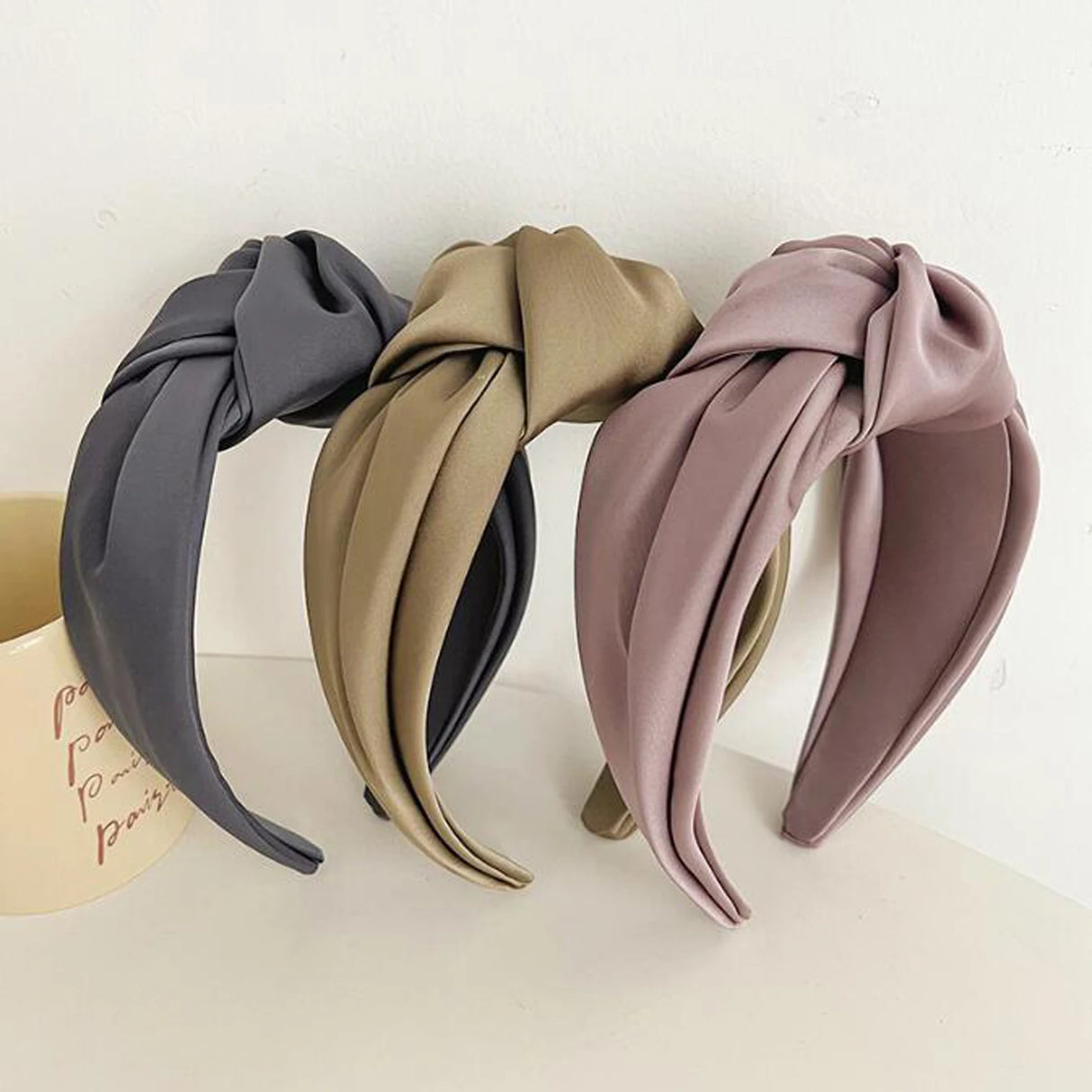 Fashionable knot wide edge satin fabric headband - V.I.P Digital Presence