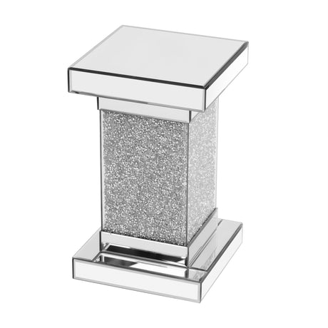 U-Can 11.8-inch silver square mirror coffee table with LED lights, modern diamond edge table, no assembly required - V.I.P Digital Presence