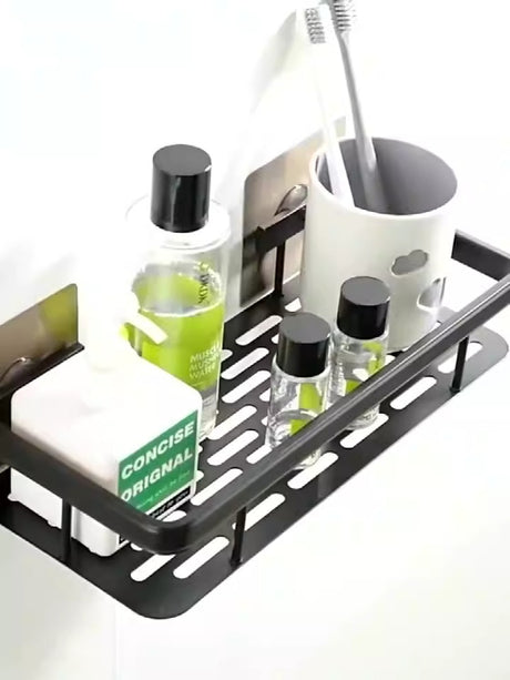 Minimalist bathroom black aluminum alloy triangular rectangular non perforated bathroom storage corner shelf - V.I.P Digital Presence