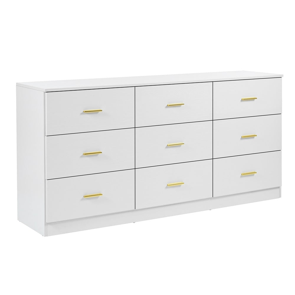 Modern White 9-Drawer Dresser for Bedroom - Ample Storage Wide Chest of Drawers, Sturdy & Safe - V.I.P Digital Presence