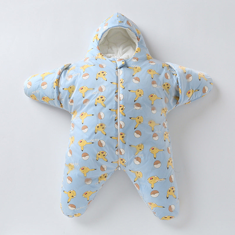 Saco de dormir para bebé, diseño de estrella de mar y cordero, con algodón grueso y cálido, acolchado antipatadas.