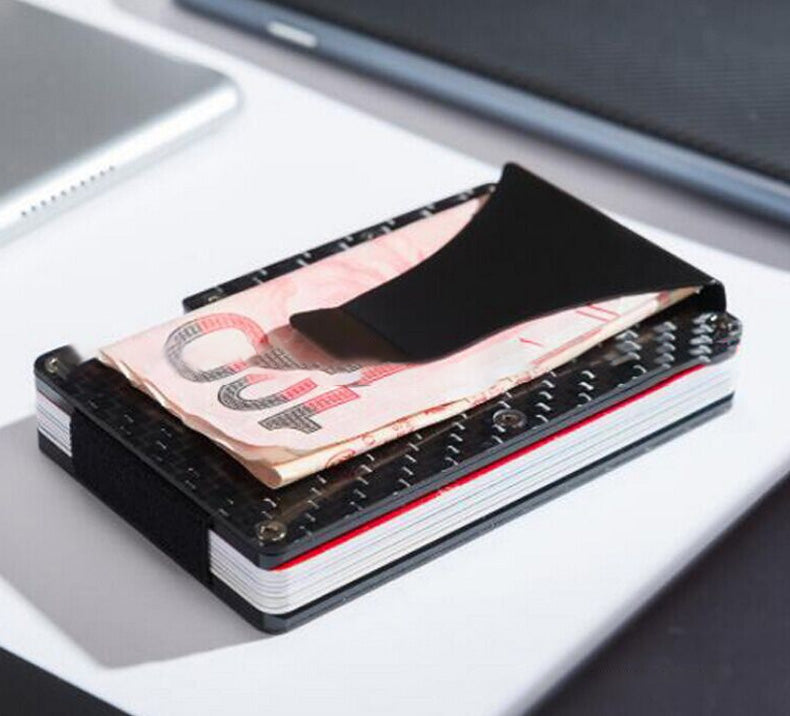 Men Card Holder Slim Carbon Fiber Credit Card Holder Metal Wallet Anti Scan Function Hold Card Coins Cash - V.I.P Digital Presence