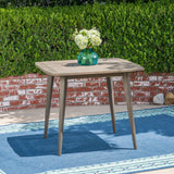 Outdoor Square Acacia Wood Table with Straight Legs, Gray - V.I.P Digital Presence