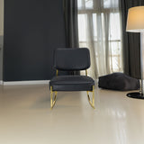 PU material cushioned rocking chair unique rocking chair cushioned seat black backrest rocking chair and gold metal legs