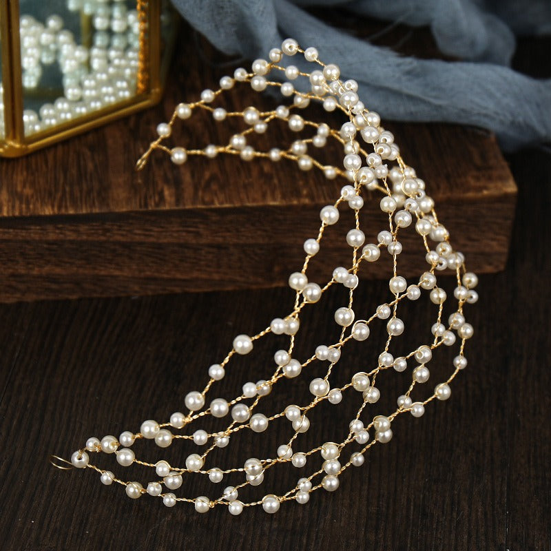 Mesh minimalist pearl hollow headwear - V.I.P Digital Presence