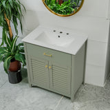 30-Inch Bathroom Vanity with Ceramic Sink Combination, Ample Storage - Features 1 Pullout and Multifunctional Shelf Dividers - V.I.P Digital Presence