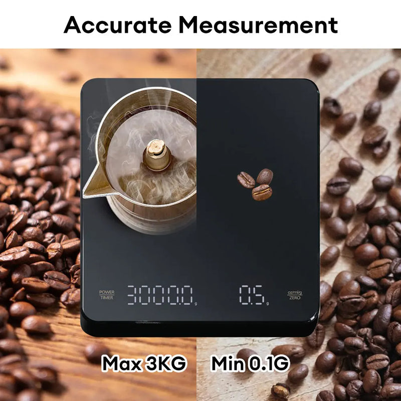 Digital Coffee Scale with Timer LED Screen Espresso USB 3kg Max.Weighing 0.1g High Precision Measures in Oz/ml/g Kitchen Scale - V.I.P Digital Presence