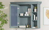 35 ''x 28' 'blue wall mounted bathroom storage cabinet with mirror door and medication cabinet with 6 open shelves - V.I.P Digital Presence