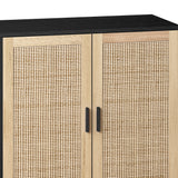 62.20"Elegant and Functional 4-Door Rattan Decorative Storage Cabinet,for Bedroom,Living Room,Office,Easy Assembly,Black - V.I.P Digital Presence