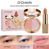 O'CHAINPearlescent two-color eyeshadow matte lipstick does not fade, non-sticky cup powdery delicate eyeshadow palette - V.I.P Digital Presence