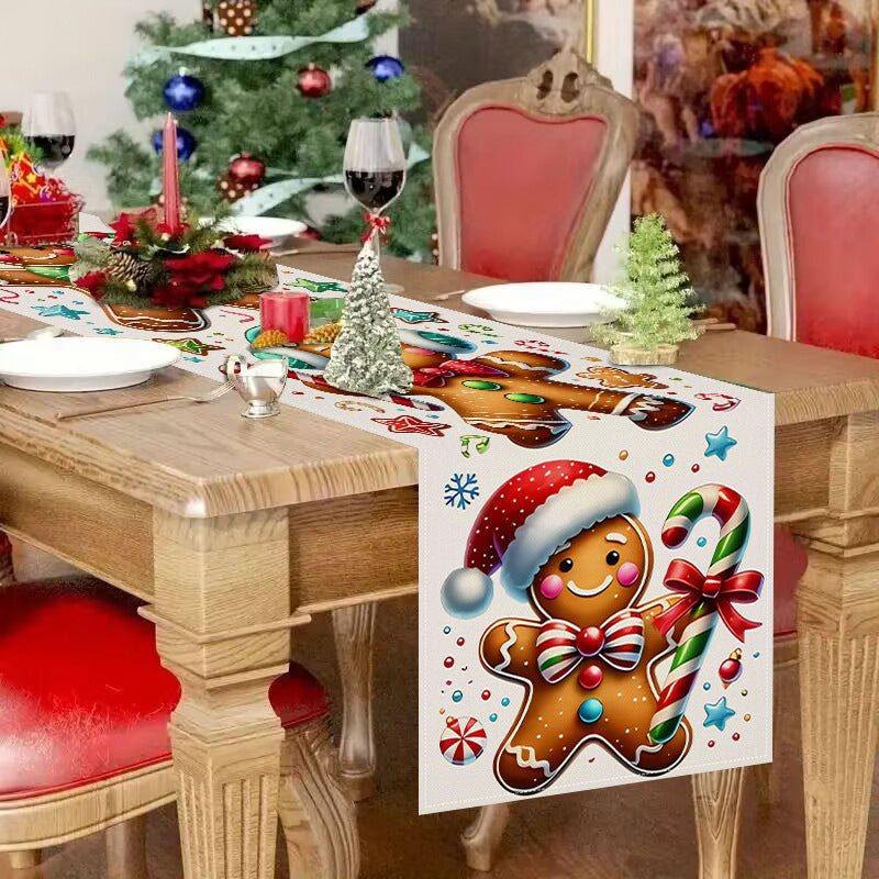 New Gingerbread Man Table Flag Christmas Party Decoration Tablecloth Mat Living Room Dining Room Tablecloth Printed Tea Table Fabric - V.I.P Digital Presence
