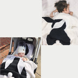 Nueva manta con orejas de conejo, manta tridimensional de conejo, manta de punto para niños, manta para bebé