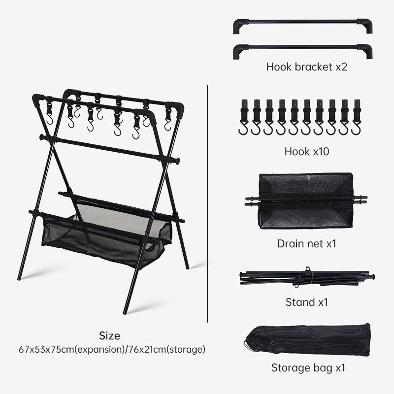 Estante plegable para acampar al aire libre, tendedero para coche de camping, red de secado, tendedero, estante de almacenamiento