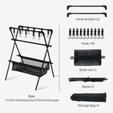 Estante plegable para acampar al aire libre, tendedero para coche de camping, red de secado, tendedero, estante de almacenamiento