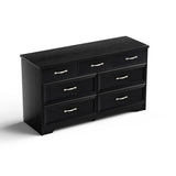 Modern 3 Drawer Bedroom Chest of Drawers with 7 Drawers Dresser, Clothes Organizer -Metal Pulls Black, 47.6″L x 15.7″W x 26.6″H - V.I.P Digital Presence