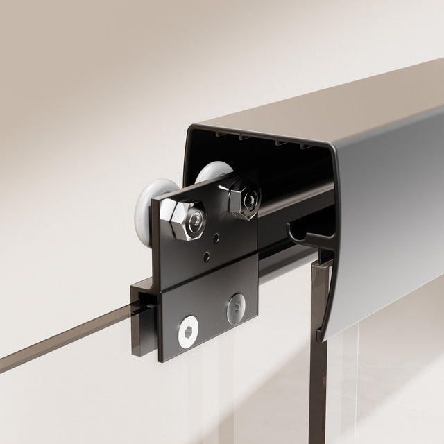 44 "-48" wide * 72 "high semi frameless double sliding shower door 1/4" (6mm) thick SGCC tempered glass door, matte black - V.I.P Digital Presence