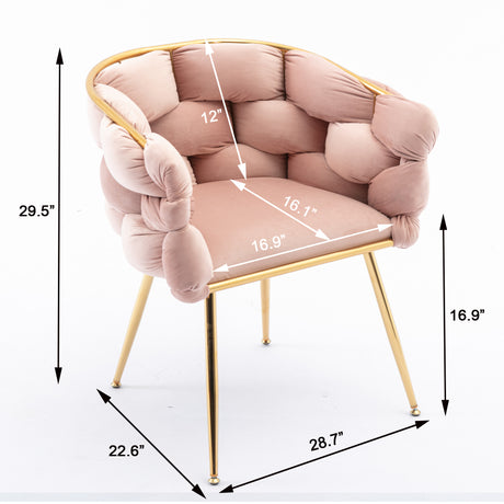 Luxury modern simple leisure velvet single sofa chair bedroom stool manicure table back chair pink set of 2 - V.I.P Digital Presence