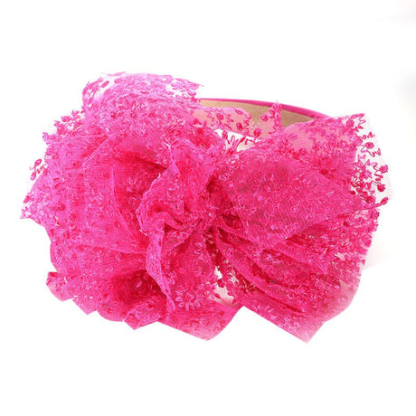 Fashionable lace embroidered polka dot oversized bow headband - V.I.P Digital Presence