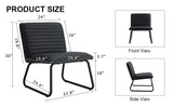 Black minimalist armless sofa chair with PU backrest paired with black metal legs