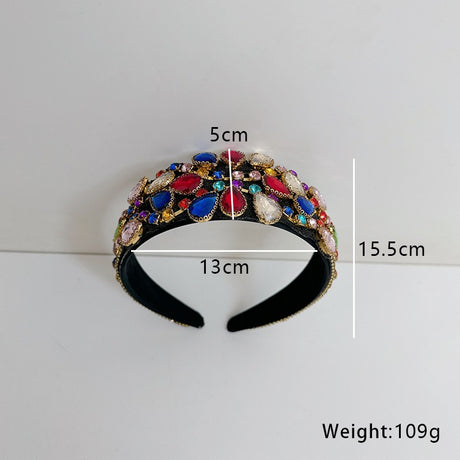 Fashionable hair band for women Baroque retro water droplet drill bit band inlaid with colored diamond hair accessories - V.I.P Digital Presence