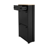 ONTREND with 2 flip drawers, top shoe cabinet with drawers, independent shoe rack with adjustable panel, for hallway use, black - V.I.P Digital Presence
