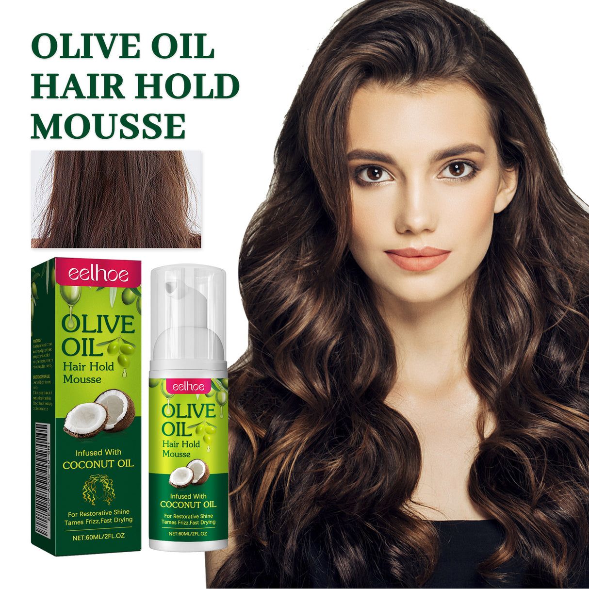 Olive Oil Hair Hold Mousse, Curly Hair Styling Moisturizing And Curling Style Durable Frizz Proof Mousse - V.I.P Digital Presence