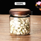 Glass sealed jar wooden lid kitchen universal storage jar coffee and flower tea display storage jar - V.I.P Digital Presence