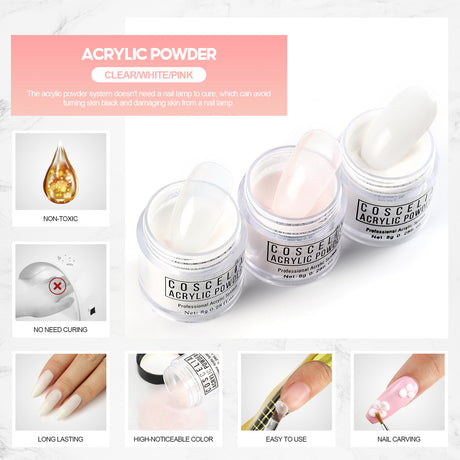COSCELIA Crystal Powder 30ml Crystal Liquid Set Carved Extended Nail Art Beginner Crystal Nail Set - V.I.P Digital Presence
