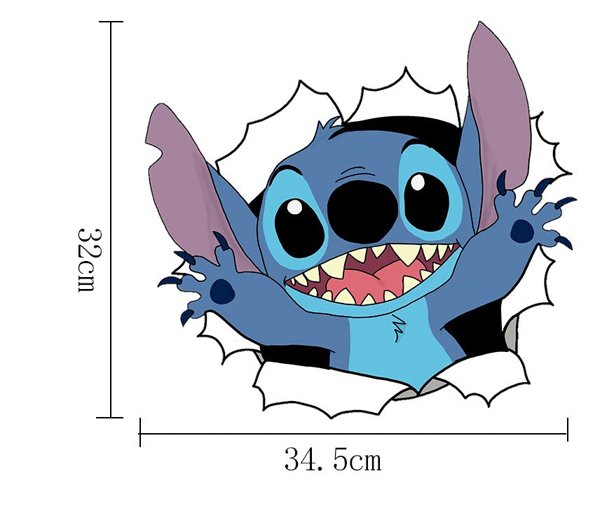 3D Broken Wall Stitch Wallpaper Children's Room Art Poster Decoration Self Adhesive Cartoon Anime Sticker Glass Door Sticker - V.I.P Digital Presence