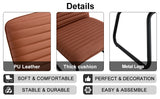 Brown minimalist armless sofa chair with PU backrest and black metal legs