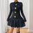 Bowknot Button Decorated Stand Collar Long Sleeve Dress - V.I.P Digital Presence