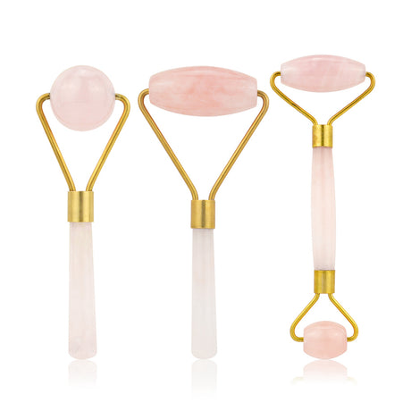 Natural Rose Quartz Facial Massage Crystal Stone Body Jade Massager Derma Roller Skincare Ice Roller Wrinkle Removal Beauty Tool - V.I.P Digital Presence