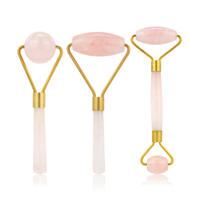 Natural Rose Quartz Facial Massage Crystal Stone Body Jade Massager Derma Roller Skincare Ice Roller Wrinkle Removal Beauty Tool - V.I.P Digital Presence