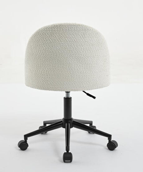 Velvet fabric office chair, mid back adjustable rotating computer chair, black legs, cushioned office chair with wheels ，White - V.I.P Digital Presence