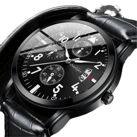 New Men's Watch Student Men's Night Light Waterproof Sports Leather Strap Black Quartz Watch - V.I.P Digital Presence