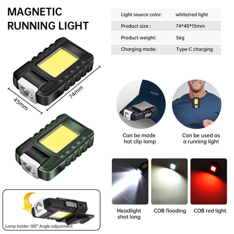 Outdoor Sports Night Running Safety Warning Light Field Floodlight Magnetic Suction Illumination Street Lamp Clip Cap Running Light - V.I.P Digital Presence