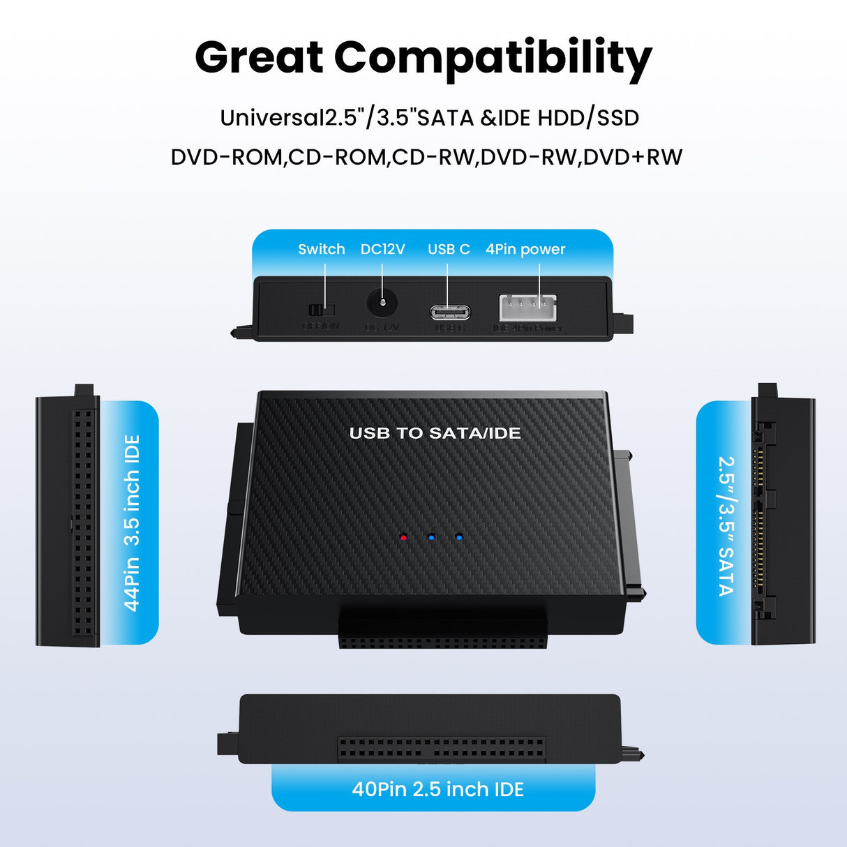 TYPE-C hard drive adapter USB3.1 to SATA IDE easy drive cable 2.5-inch 3.5-inch adapter cable - V.I.P Digital Presence
