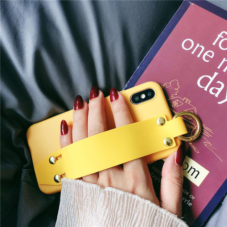 Plain Case Grip Strap For iPhone X 6s 6 8 Plus 7 Kickstand Holder Finger Ring Purple Matte Soft Silicon Capa - V.I.P Digital Presence